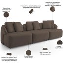 Ver imagem 4 de Sofá 3 Lugares para Sala de Estar Living 228cm Arlo F04 Veludo Marrom - Lyam Decor