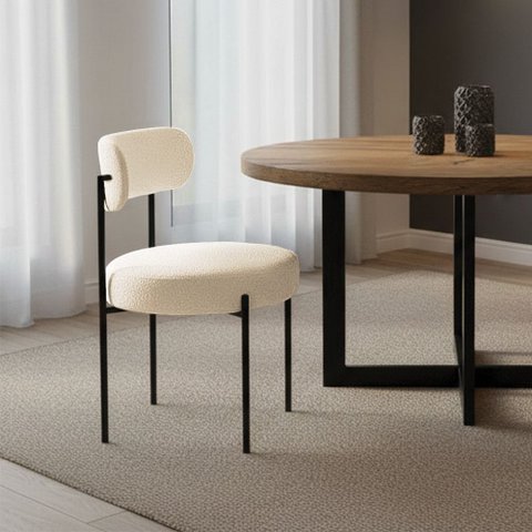 Cadeira Sala de Jantar Margara Base em Aço Preto Bouclê Ted D03 - D'Rossi