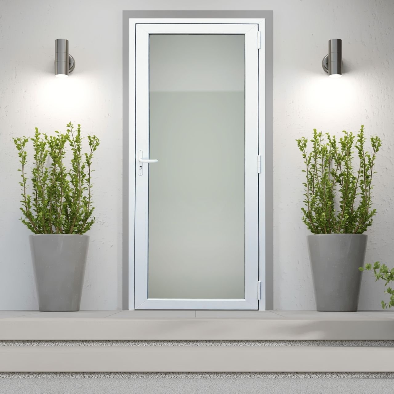 Porta de PVC 216x80cm com 1 Vidro Temperados Itec Brimak Abertura