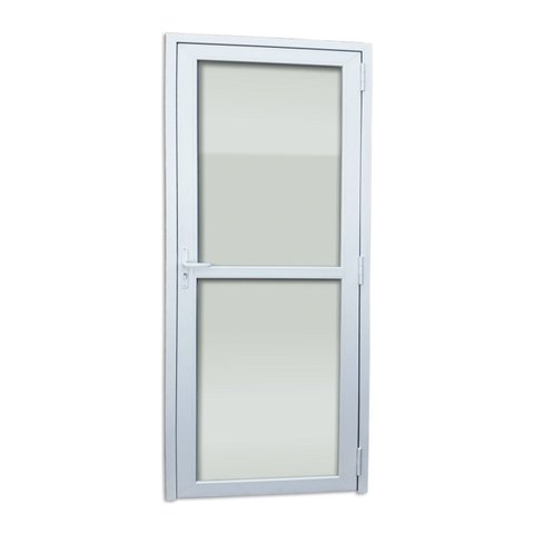 Porta de PVC 216x80cm com 2 Vidros Inferiores Temperados Itec Brimak Abertura Esquerda