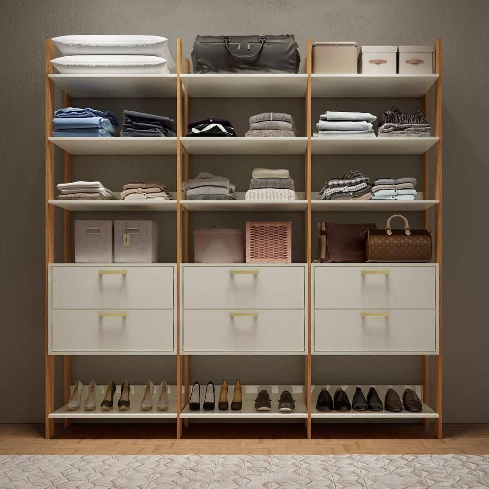 Guarda Roupa Closet 217,5cm com Prateleiras Dalla Costa Mdf Cor:off ...
