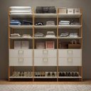 Ver imagem 1 de Guarda Roupa Closet 217,5cm com Prateleiras Dalla Costa Mdf Cor:off White com Freijó e Gold