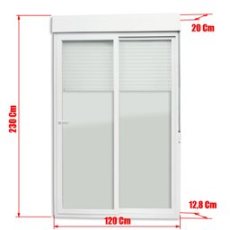 Porta de PVC Integrada de Correr 230x120cm com 2 Vidros Lisos Temperados ITEC Brimak - 7