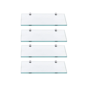 Prateleiras em Vidro para Banheiro 25x10 Cm - 4 Unidades Incolor