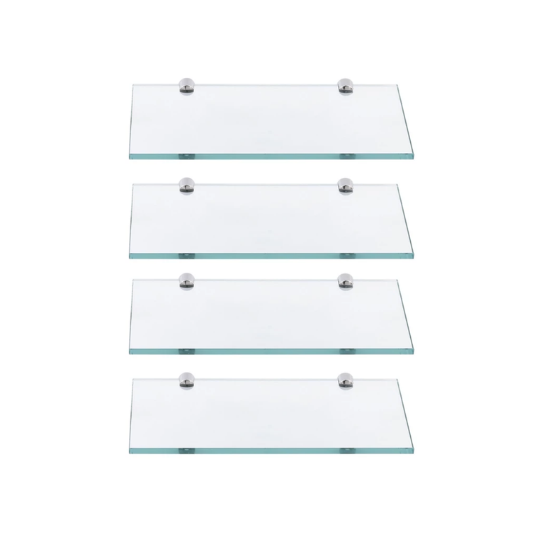 Prateleiras em Vidro para Banheiro 25x10 Cm - 4 Unidades Incolor Prateleiras em Vidro para Banheiro 25x10 Cm - 4 Unidades Incolor