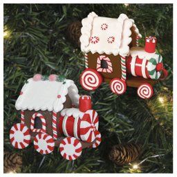 Kit 2 Enfeites Pendentes Para Árvore De Natal Trem Iluminado 9cm - 1