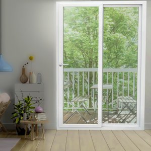 Porta de PVC de Correr 210x120cm com 2 Folhas e Vidro Liso Temperado com Cremona ITEC Brimak