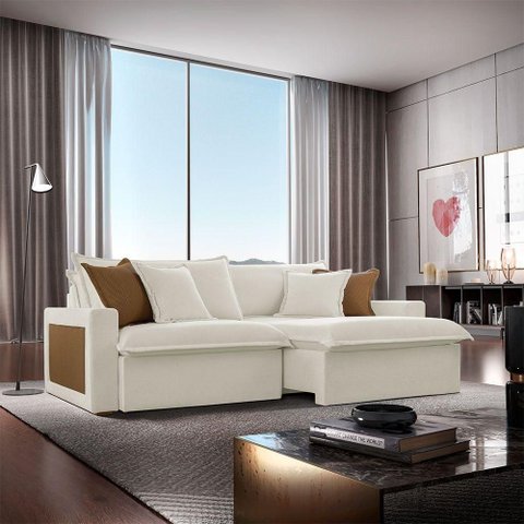 Sofá Dallas Linho Dois Módulos de 80cm B15 Meu Sofá Online A302 Linho Branco