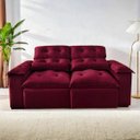 Ver imagem 1 de Sofá Retrátil e Reclinável 1,5m em Tecido Veludão Cinza C/pillow Nos Braços - Montagem Inclusa:vinho