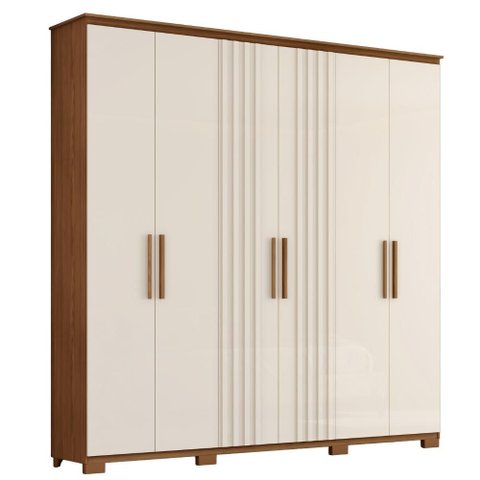 Guarda Roupa Casal 6 Portas 214 Cm Avila Nature Off White Henn