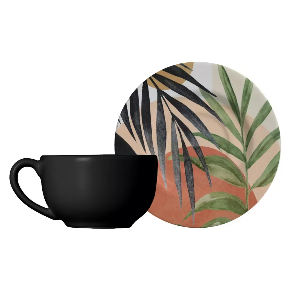 CONJUNTO C/6 XICARAS CHA PRETA ACETINADA PIRES ATLANTICA 1ª - 1