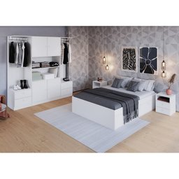 Quarto Casal com Cama Guarda Roupas e Mesas de Cabeceira 160 Tókio Art In Móveis - 5