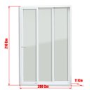 Ver imagem 7 de Porta de PVC de Correr 210x200cm com 3 Folhas e Vidro Liso Temperado com Cremona ITEC Brimak
