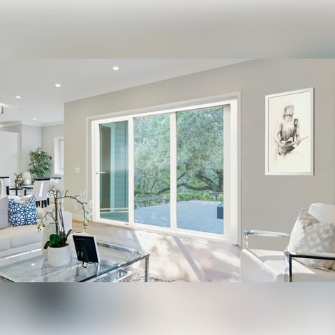 Porta de PVC de Correr 210x240cm com 3 Folhas e Vidro Liso Temperado com Cremona ITEC Brimak