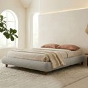 Ver imagem 2 de Cama Casal Japonesa Pés Madeira 156cm Nami Bouclé Cinza Claro - Nexta Casa