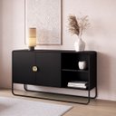 Ver imagem 1 de Balcão Buffet Orgânico 135cm 2 Portas Pé Metal Luna Móvel na Caixa
