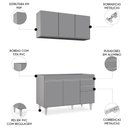 Ver imagem 3 de Armário Cozinha e Balcão para Pia 120cm Michigan Cinza - Lumil