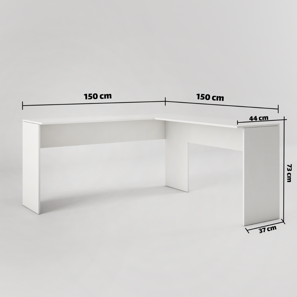 Mesas escritorio em L 150cm Cor: Branco - 6