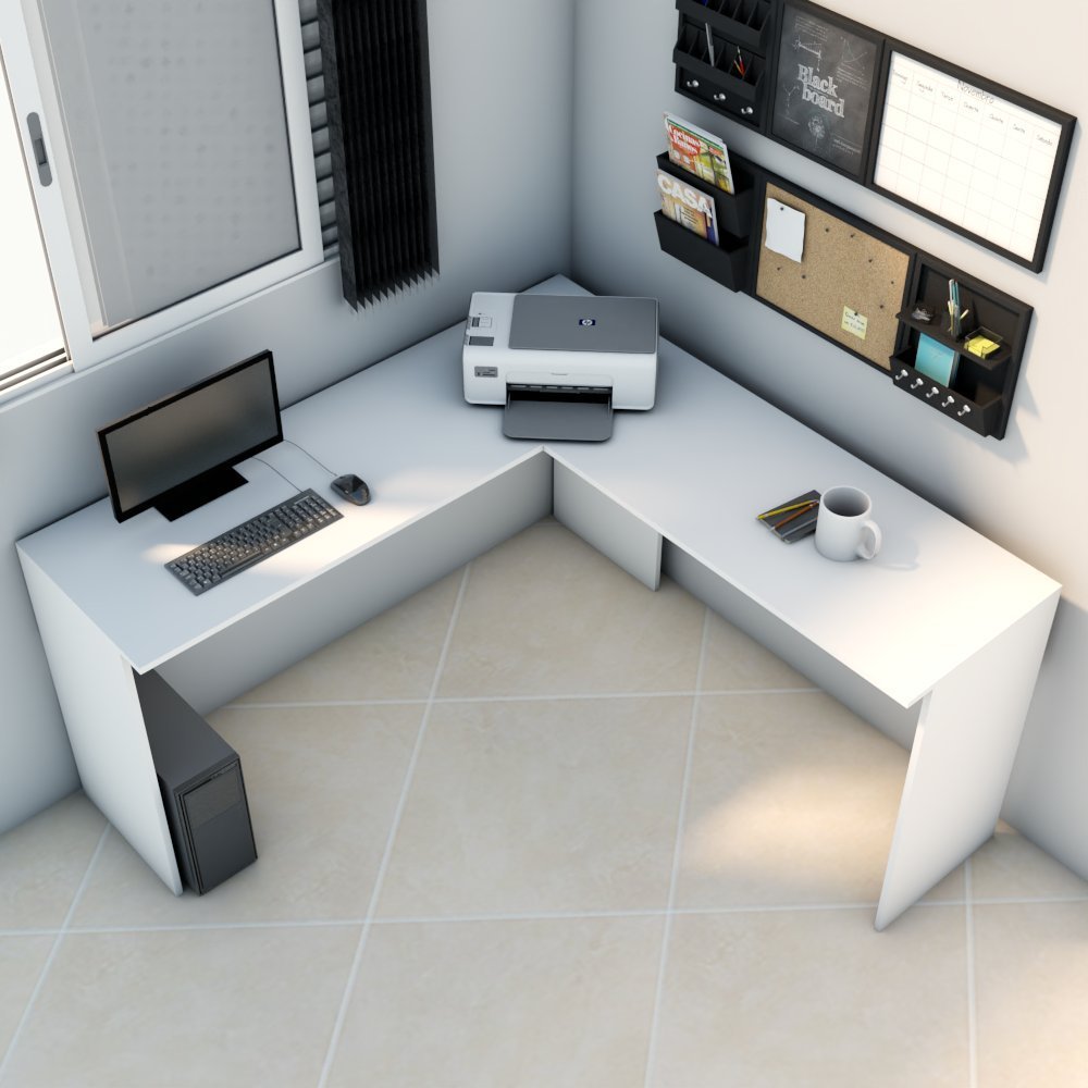 Mesas escritorio em L 150cm Cor: Branco - 5