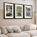Ver imagem 1 de Kit 3 Quadros Grandes Naval 60x48cm:moldura Preta