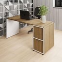 Ver imagem 1 de Mesa Escrivaninha 150cm X 60cm e Armário 2 Portas F5 Office Cor:macadâmia com Branco