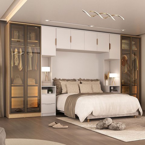 Roupeiro Modulado Ravi Mdf 414,5cm 10 Portas Reflecta Branco/olmo 1221