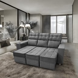 Sofá Retrátil e Reclinável 3 lugares Londres 1.90cm C/Molas - Veludo Star Confort - 2