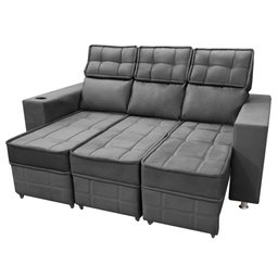 Sofá Retrátil e Reclinável 3 lugares Londres 1.90cm C/Molas - Veludo Star Confort - 4