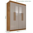 Ver imagem 3 de Guarda-Roupa com Espelho 4 Portas 3 Gavetas 100% MDF Veneza Off White/Cinamomo