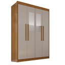 Ver imagem 2 de Guarda-Roupa com Espelho 4 Portas 3 Gavetas 100% MDF Veneza Off White/Cinamomo
