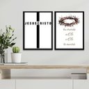 Ver imagem 2 de Kit 2 Quadros Minimalistas Evangélicos- Jesus Cristo 45x34cm:madeira Branca