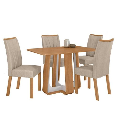 Conjunto Sala de Jantar Mesa Easy Tampo Mdf 4 Cadeiras