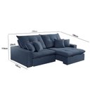 Ver imagem 5 de Sofá com Chaise A259 3 Lugares Retrátil 250cm Azul Linho Meu Sofá Online