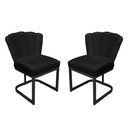 Ver imagem 1 de Kit Cadeira Pétala Veludo Preto Base de Ferro Preta - Belliv Decor