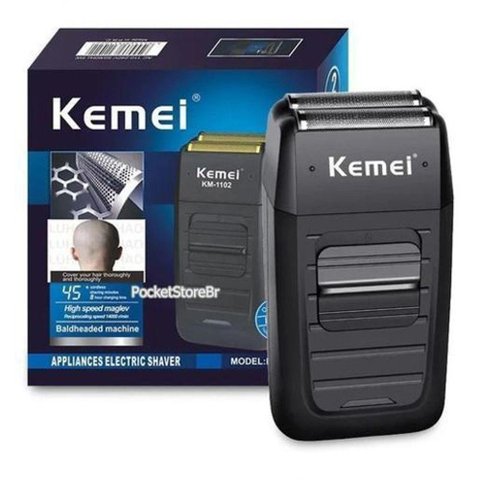 Barbeador Elétrico Shaver sem Fio Kemei 2 Lâminas Km-1102