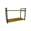 Ver imagem 1 de Nicho Industrial 2 Prateleiras Bahamas Ferro Preto Tampo Canela 60cm
