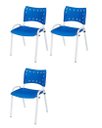 Ver imagem 2 de Cadeira Iso Base Branco Escola, Escritório - Kit 3 Un