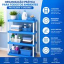 Ver imagem 6 de Prateleira Multiuso 4 Andares Azul Estante Organizadora Brinquedos Quarto Bebe Rack Casa Lavanderia