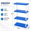 Ver mais imagens de Prateleira Multiuso 4 Andares Azul Estante Organizadora Brinquedos Quarto Bebe Rack Casa Lavanderia