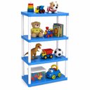 Ver imagem 1 de Prateleira Multiuso 4 Andares Azul Estante Organizadora Brinquedos Quarto Bebe Rack Casa Lavanderia
