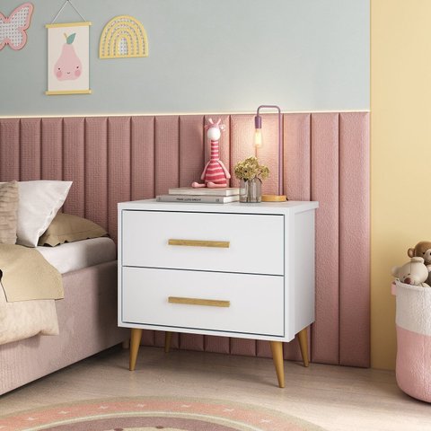 Mesa de Cabeceira Infantil 2 Gavetas Arco-íris