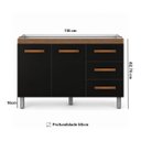 Ver imagem 3 de Balcão Pia Cozinha Gabinete 120cm 2 Portas 3 Gavetas Preto