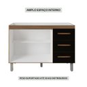 Ver imagem 5 de Balcão Pia Cozinha Gabinete 120cm 2 Portas 3 Gavetas Preto