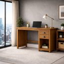 Ver imagem 2 de Escrivaninha de Madeira Maciça 2 Gavetas Boho Rústica Praia:freijo