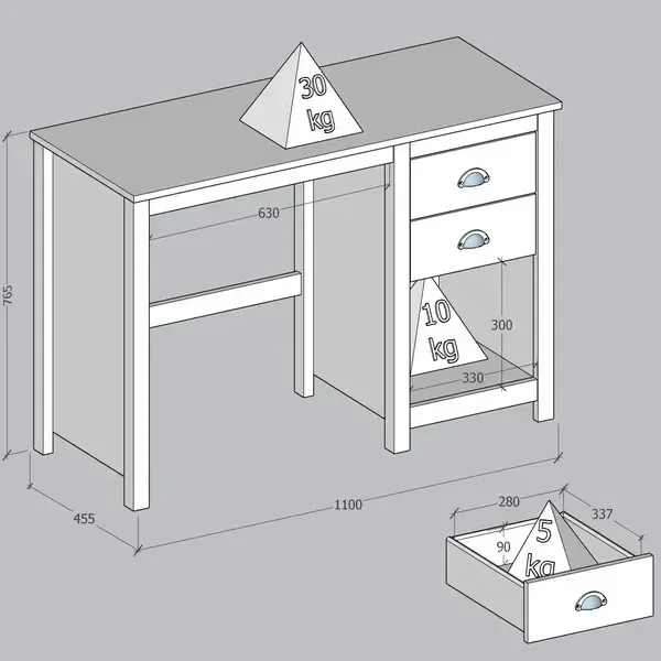 Ver imagem 4 de Escrivaninha de Madeira Maciça 2 Gavetas Boho Rústica Praia:freijo