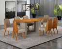 Ver imagem 2 de Conjunto Jantar 08 Cadeiras Maciça 2x1 Iza - Arbo Design- Cinamomo Linho Bege