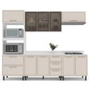 Ver imagem 3 de Cozinha Amara Armários Aéreos Porta Vidro Torre Quente Balcões com Tampo Branco/Creme 250783