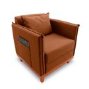 Ver imagem 1 de Poltrona Base de Madeira com Porta-revistas para Sala Confortável Linho Maya