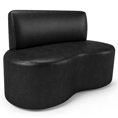 Sofá 2 Lugares 140cm Orgânico para Sala de Estar Living Larissa L02 Couríssimo Preto - Lyam Decor