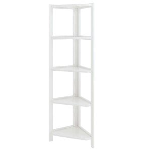 Estante de Canto Zoe em Madeira Maciça Cor Branco 5 Níveis